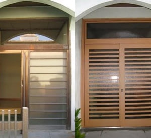 木製引戸から最新の玄関引戸へのリフォーム事例写真