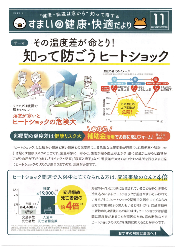 その温度差が命とり ！ 知って防ごうヒートショック | すまいの健康・快適だより 2025.11月号