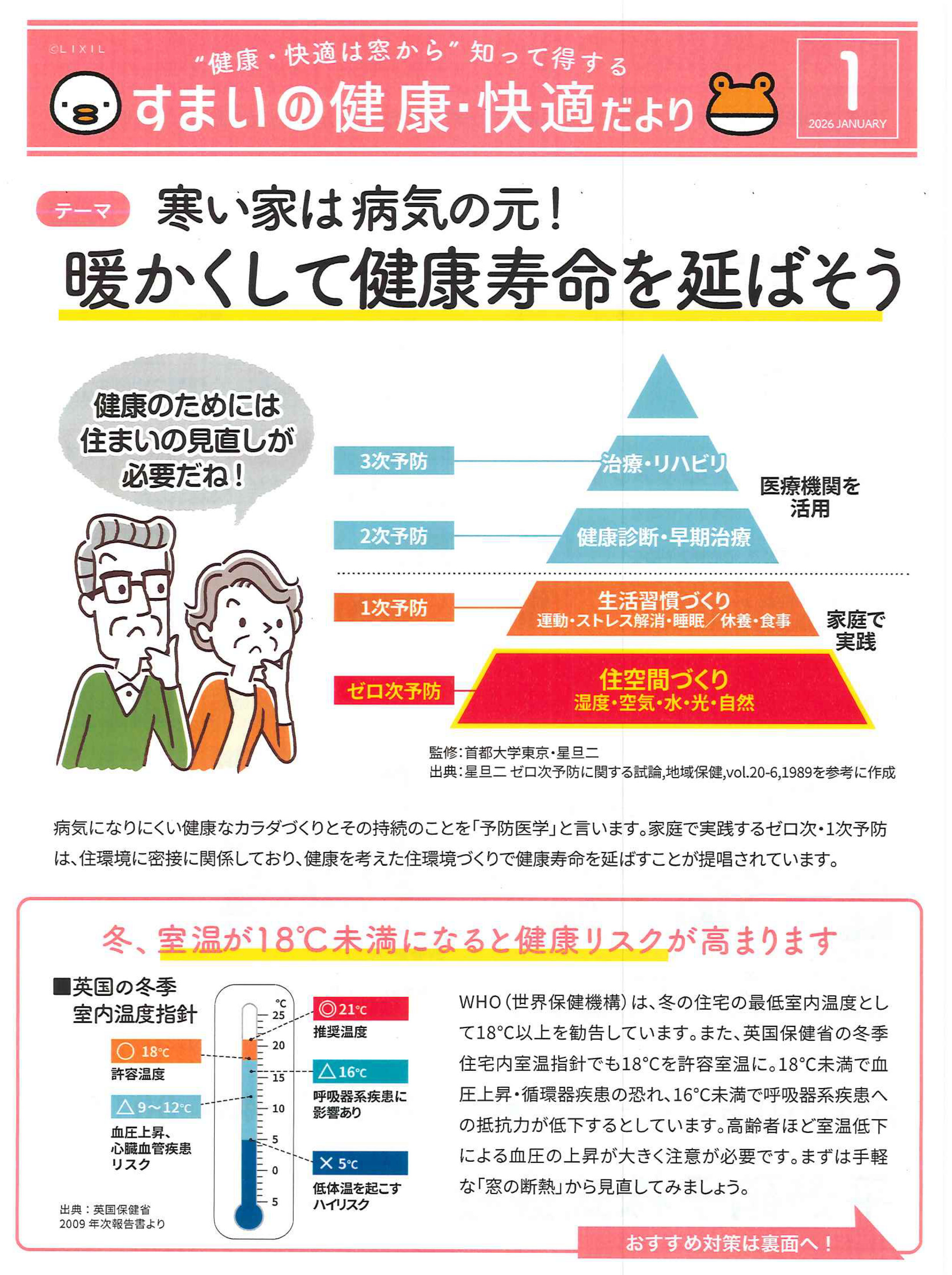 「暖かくして健康寿命を延ばそう」すまいの健康・快適だより 2026.1月号より