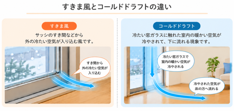 すきま風とコールドドラフトの違い